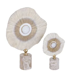 PTMD Ornament Rella Beige gegoten aluminium met marmer L