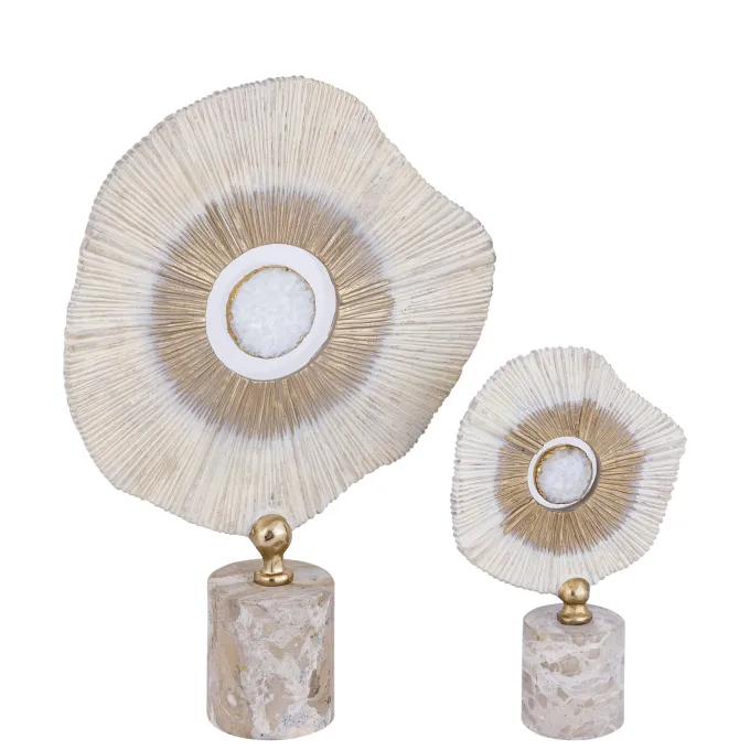 PTMD Ornament Rella Beige gegoten aluminium met marmer L