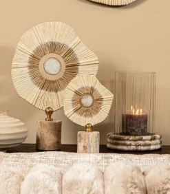 PTMD Ornament Rella Beige gegoten aluminium met marmer L