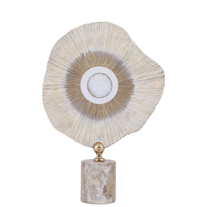 PTMD Ornament Rella Beige gegoten aluminium met marmer L