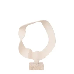 PTMD Ornament Vae Beige gegoten aluminium op travertin voet S