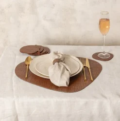 PTMD Placemat Delcia Burgundy vegan leer