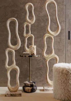 PTMD Poef Hair Beige Rond