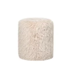 PTMD Poef Hair Beige Rond