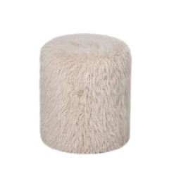 PTMD Poef Hair Beige Rond