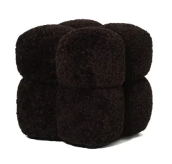 PTMD Poef teddy vierkant bruin