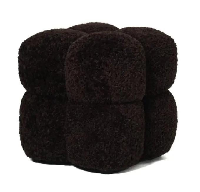 PTMD Poef teddy vierkant bruin