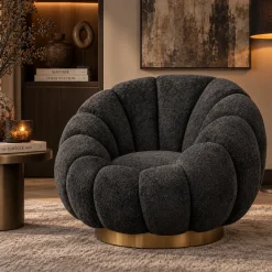 PTMD PTMD Fauteuil Daisy Euphoria Antraciet - Draaibare Luxe Stoel