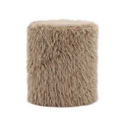 PTMD PTMD Poef Hair Bruin Rond – Luxe Zachte Poef