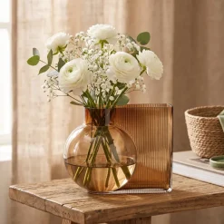 PTMD PTMD Vaas Nira Bruin - Decoratieve Glasvaas - Groot