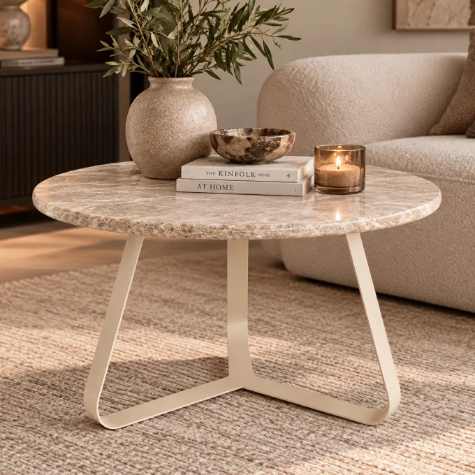 PTMD Salontafel Kae Beige marmer rond S