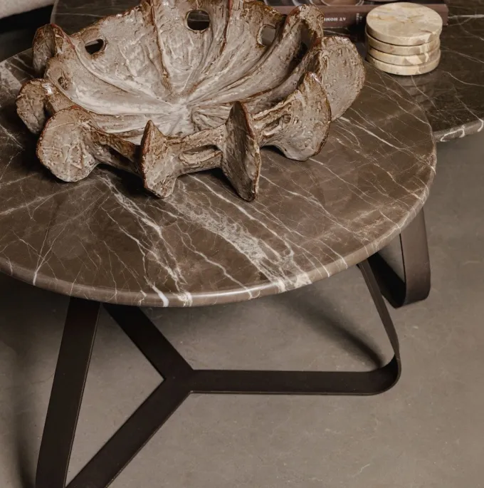 PTMD Salontafel Kae Marmer donkerbruin rond S