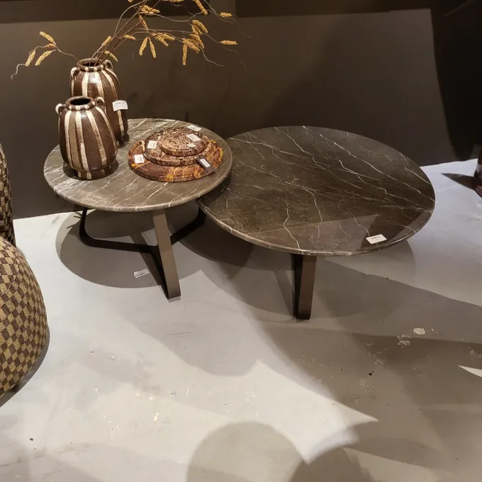 PTMD Salontafel Kae Marmer donkerbruin rond S