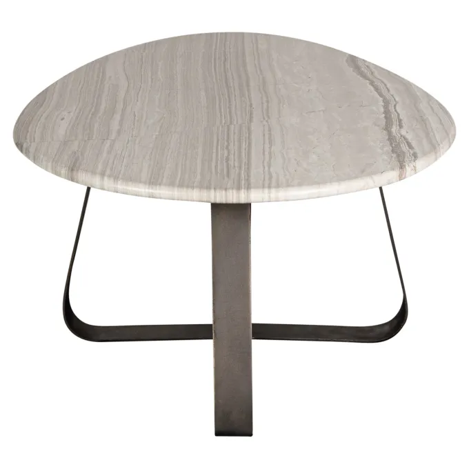 PTMD Salontafel Muka wit marmeren blad en grijs onderstel - laag