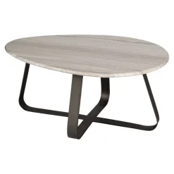 PTMD Salontafel Muka wit marmeren blad en grijs onderstel - laag