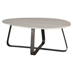 PTMD Salontafel Muka wit marmeren blad en grijs onderstel - hoog