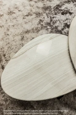 PTMD Salontafel Muka wit marmeren blad en grijs onderstel - hoog