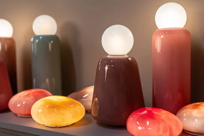 PTMD Shalon Roze steen LED-lamp oplaadbaar L