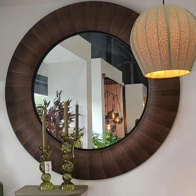 PTMD Spiegel Gezzy Natural wooden curl frame rond