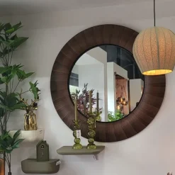 PTMD Spiegel Gezzy Natural wooden curl frame rond