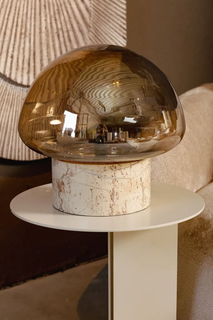 PTMD Tafellamp Jobani Beige marmer met glas L