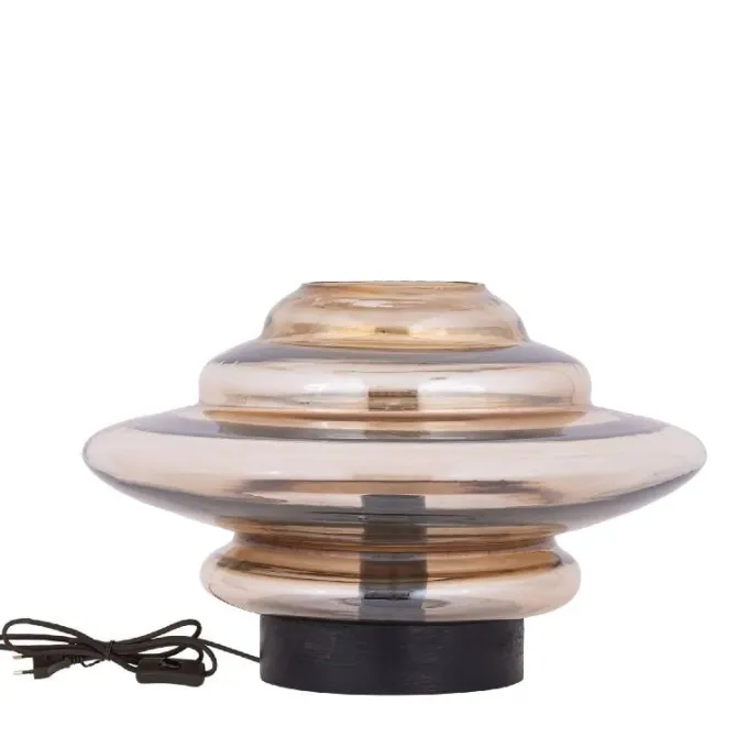 PTMD Tafellamp Keylie Bruin glas organisch