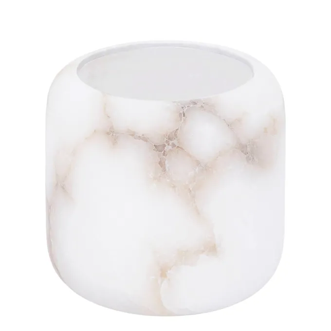 PTMD Theelicht Audin Wit Alabaster rond L