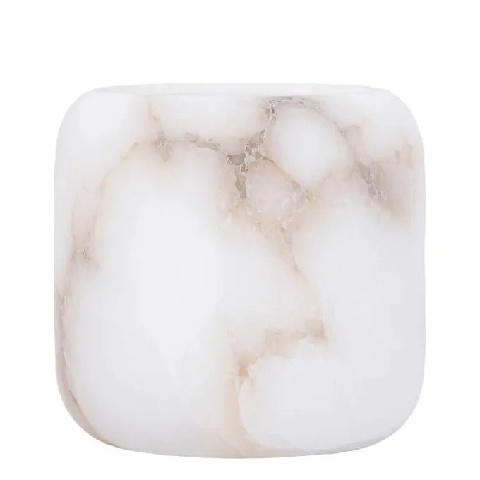 PTMD Theelicht Audin Wit Alabaster rond L
