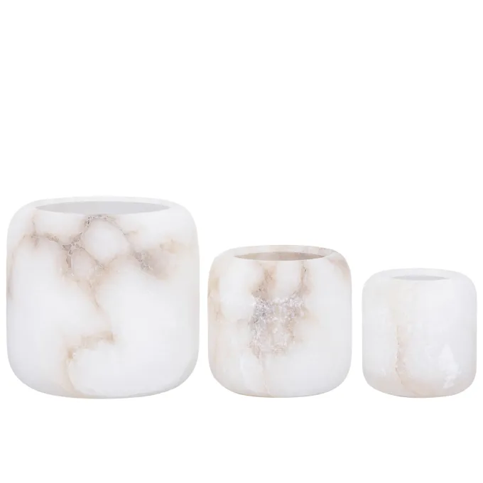 PTMD Theelicht Audin Wit Alabaster rond S