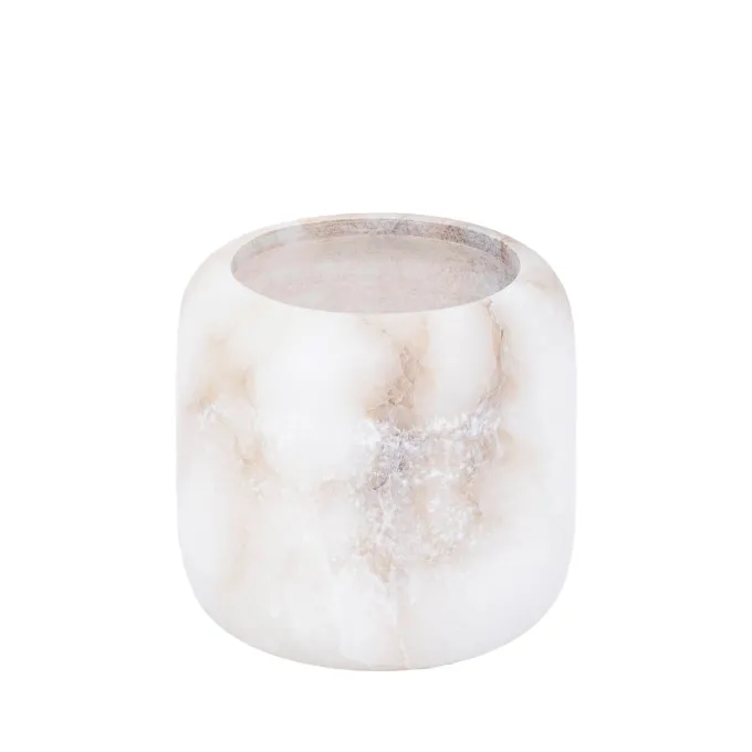 PTMD Theelicht Audin Wit Alabaster rond S