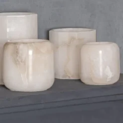 PTMD Theelicht Audin Wit Alabaster rond XS