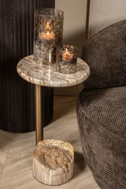 PTMD Theelicht Bridgid Bruin glas met stippen S
