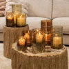 PTMD Theelicht Bridgid Bruin glas met stippen XS
