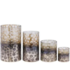 PTMD Theelicht Bridgid Bruin glas met stippen XS