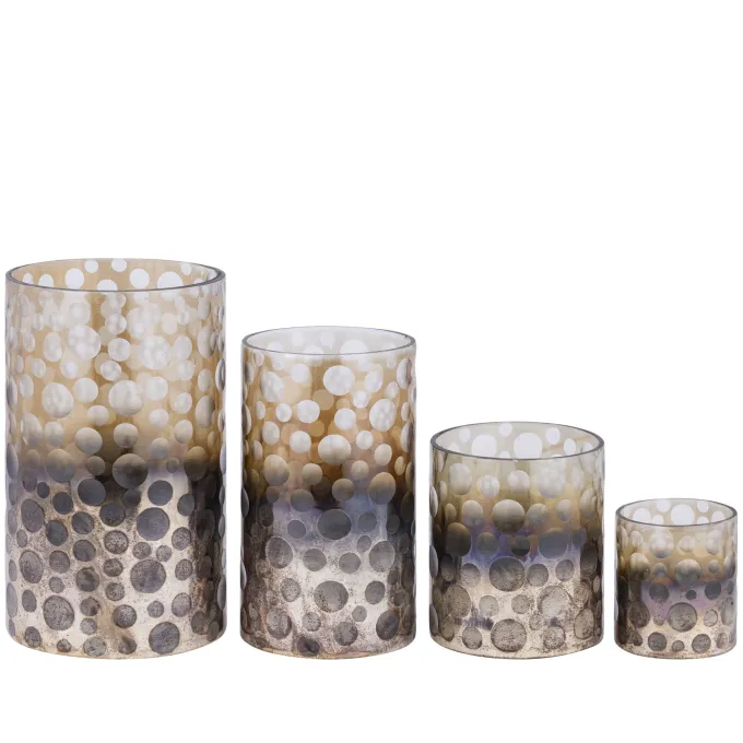 PTMD Theelicht Bridgid Bruin glas met stippen XS