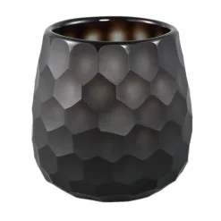 PTMD Theelicht Eboney Bruin rond glas cirkel patroon