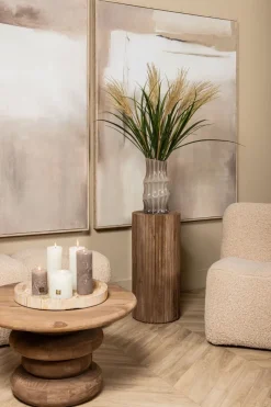 PTMD Vaas Anvi Creme glas hoekig rond L