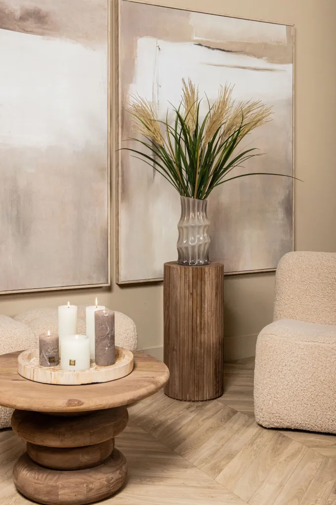 PTMD Vaas Anvi Creme glas hoekig rond L