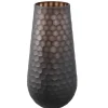 PTMD Vaas Eboney Bruin rond glas cirkel patroon hoog L