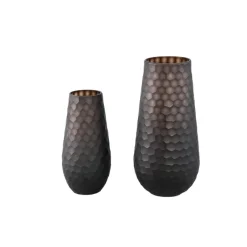 PTMD Vaas Eboney Bruin rond glas cirkel patroon hoog L