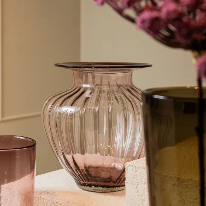 PTMD Vaas Marlisha roze glas groot rond