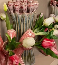 PTMD Vaas Tulips Mint Green ceramic tulip shaped S