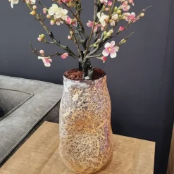 PTMD Vaas Xamery rood dik glas vase bubble waves L
