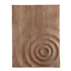 PTMD Wandornament Mattin lichtbruin mangohout rechthoekig met cirkels