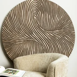 PTMD Wandornament Wiktor Bruin MDF swirl carved L - Ø 120 cm