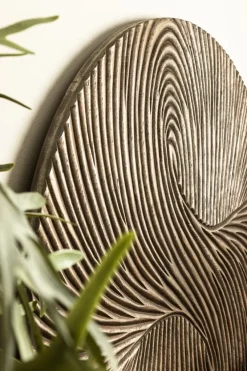 PTMD Wandornament Wiktor bruin MDF swirl carved S - Ø 90 cm