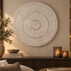 PTMD Wandornament Zoelle Offwhite MDF carved M - Ø 90 cm