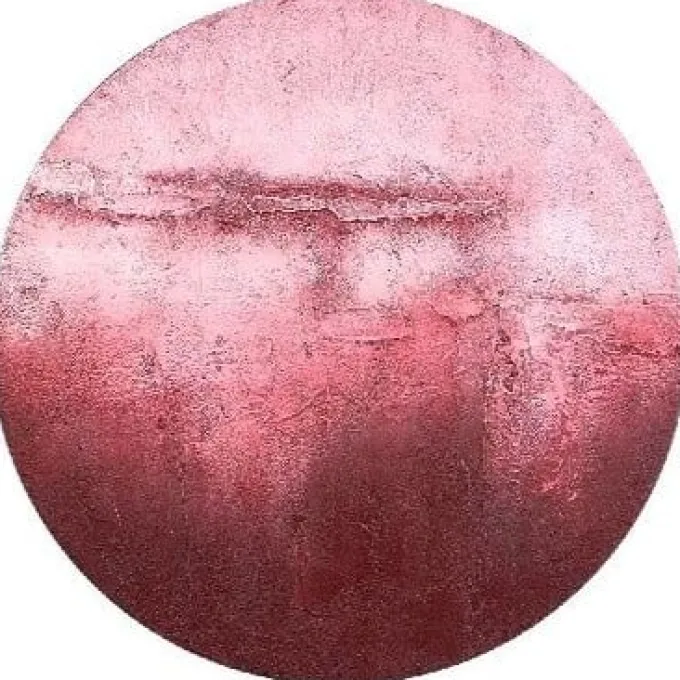 PTMD Wandpaneel Cobey Burgundy handgeschilderd canvas M - Ø 90 cm