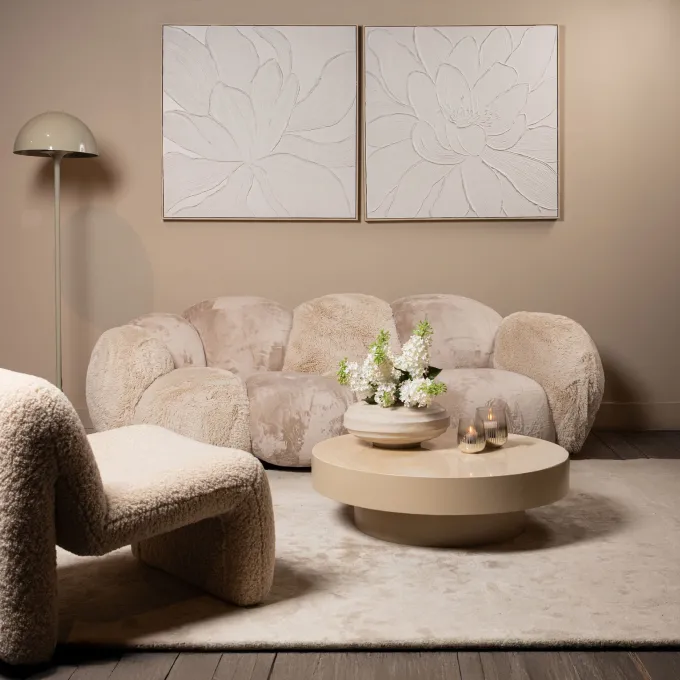PTMD Wandpaneel Florise Creme canvas bloemen A