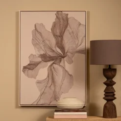 PTMD Wandpaneel Lorinde Lichtbruin canvas Bloemen